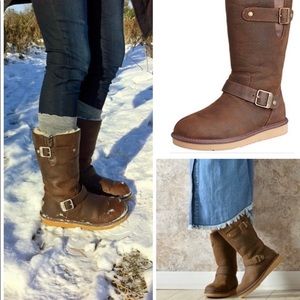 UGGS Sutter Suede Boots Moto Inspired Brow…